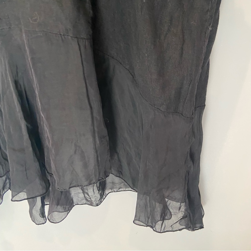 MADE IN ITALY Linen Oversized Midi Dress Silk Ruffle Lagenlook Large / XL - Picture 5 of 7